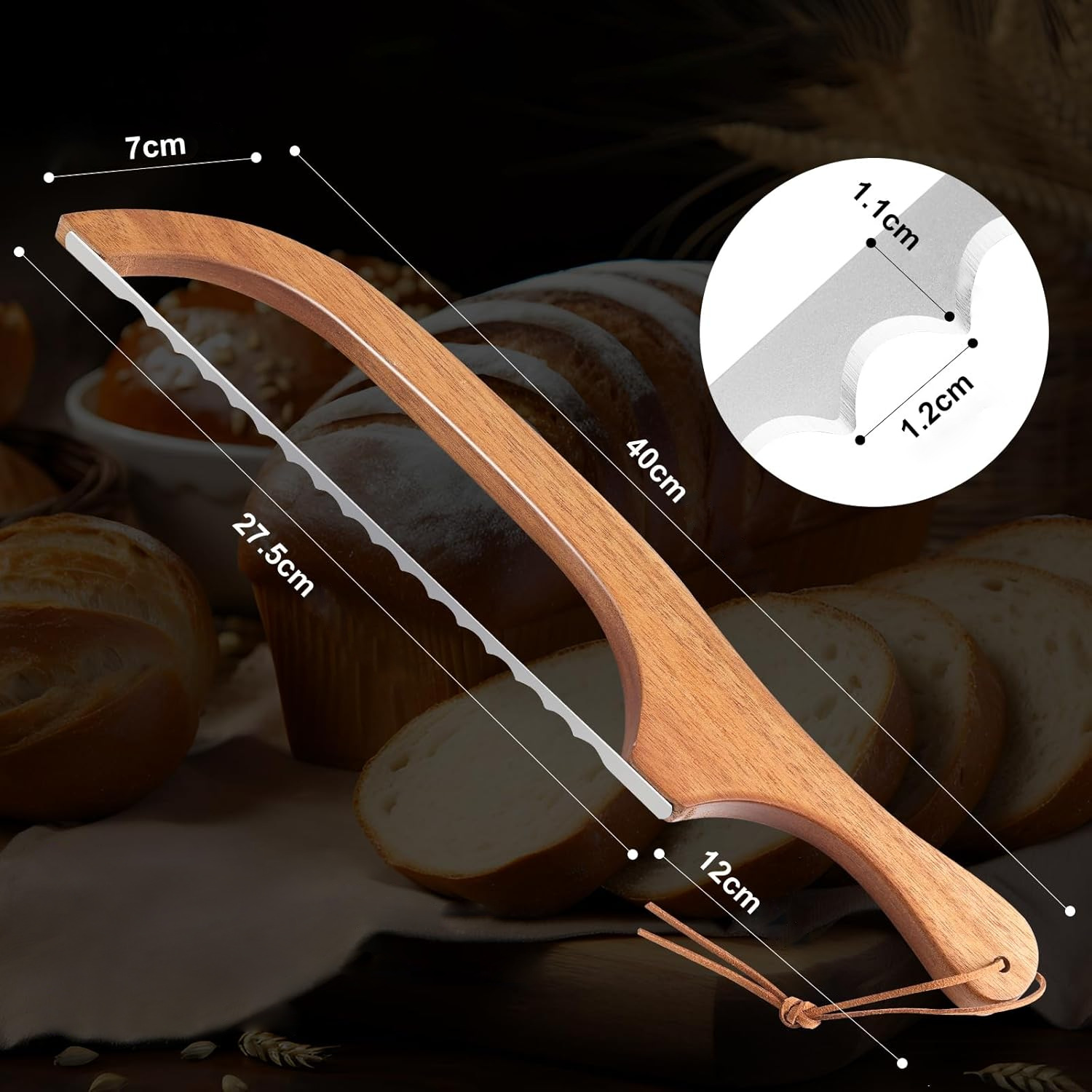 Hot-selling bread cutter, toast saw, simple bread cutting tool, wooden baguette cutting saw Item Picture