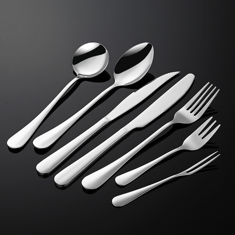 Thickened stainless steel knives, forks and spoons, Western-style steak knives and forks, hotel household spoons and forks, dessert spoons, 1010 tableware details Picture