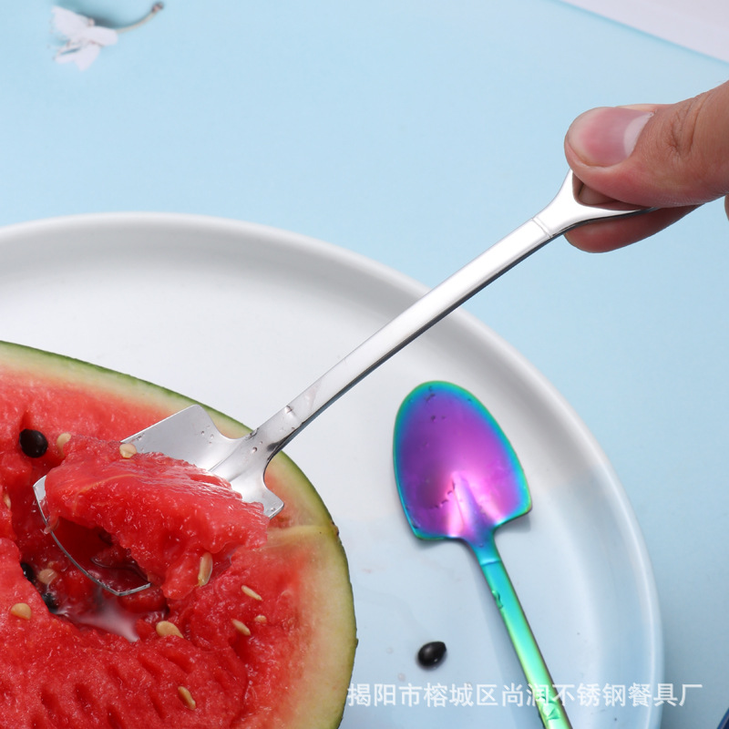 Manufacturer's 304 stainless steel spoon, watermelon spoon, spatula spoon, creative dessert spoon, ice cream spoon, cross-border LOGO Application Scenario