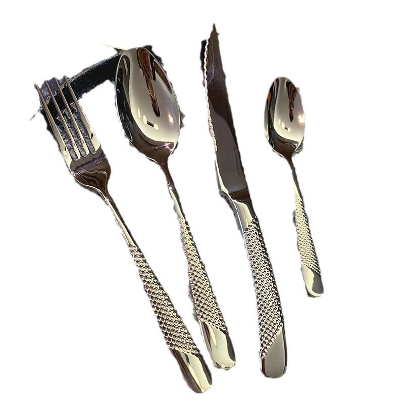 Star Diamond Shiny 304 Hotel Western cuisine knives, forks and spoons, luxurious French restaurant household steak knives and forks, commercial tableware Item Picture