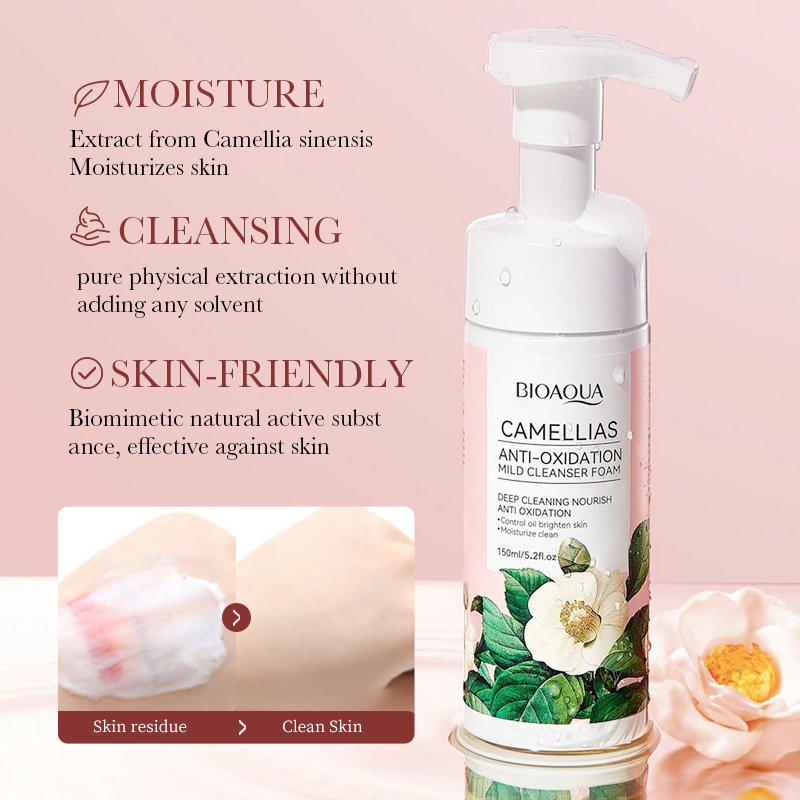 All-english BIOAOUA Camellia Antioxidant Mild Facial Cleanser Cross-border export wholesale Specification drawing