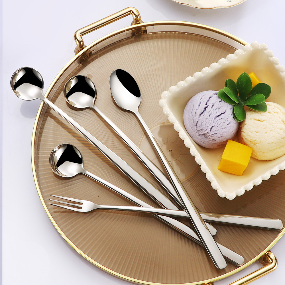 304 stainless steel coffee spoon, long-handled stirring spoon, creative ice spoon, thickened and lengthened dessert honey spoon, seasoning spoon full figure