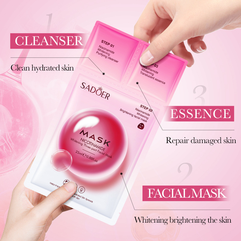 Cross-border export wholesale of SADOER niacinamide Whitening Trilogy Masks and delicate Moisturizing masks in full English details Picture