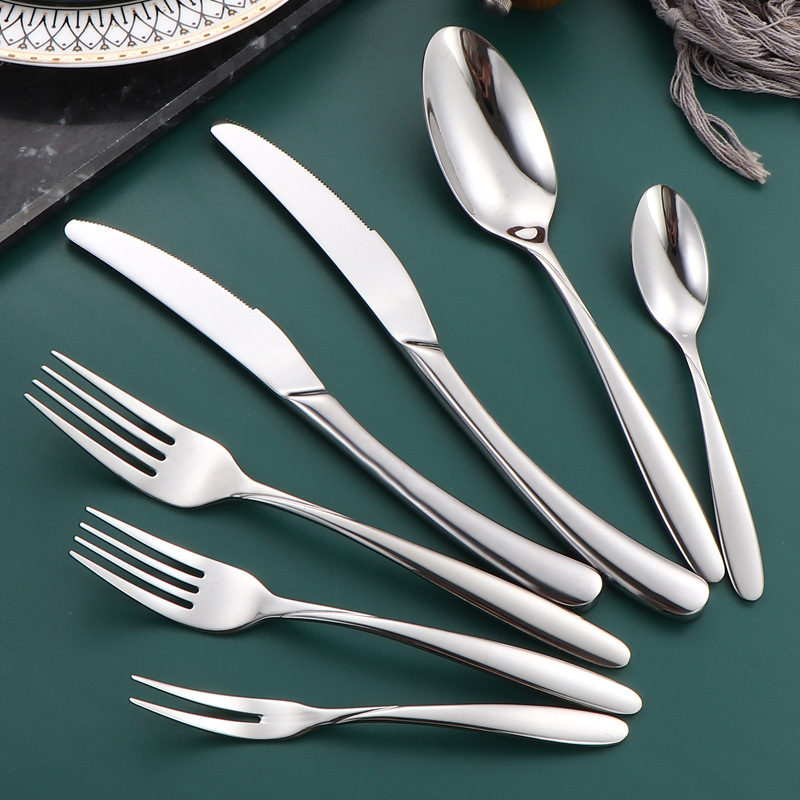 Export costa steak knife, fork and spoon set 304 stainless steel Western tableware knife and fork 4-piece set Dessert spoon Ouya full figure
