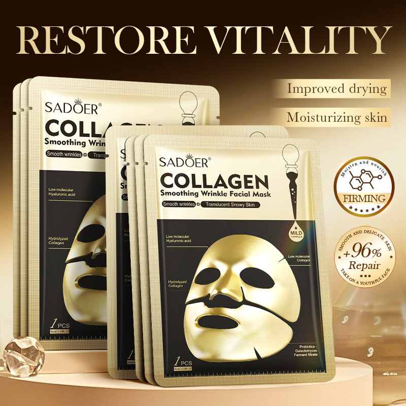 Cross-border export wholesale of SADOER collagen anti-wrinkle Split Mask Moisturizing and hydrating Mask in full English full figure