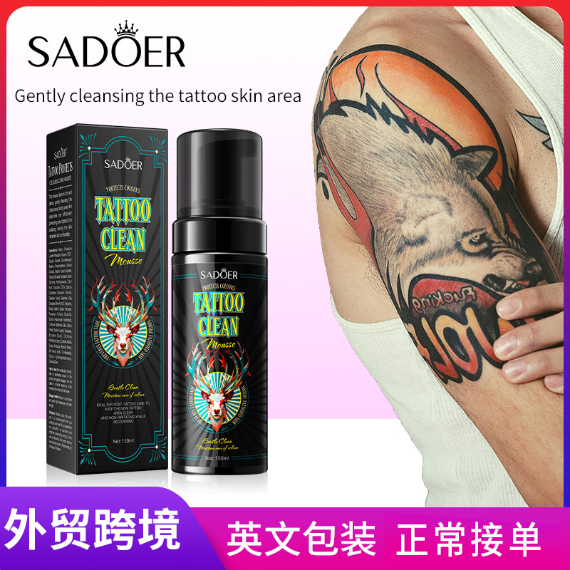 Full English SADOER tattoo color care and cleaning mousse for arm and back tattoo cleaning cross-border export wholesale full figure