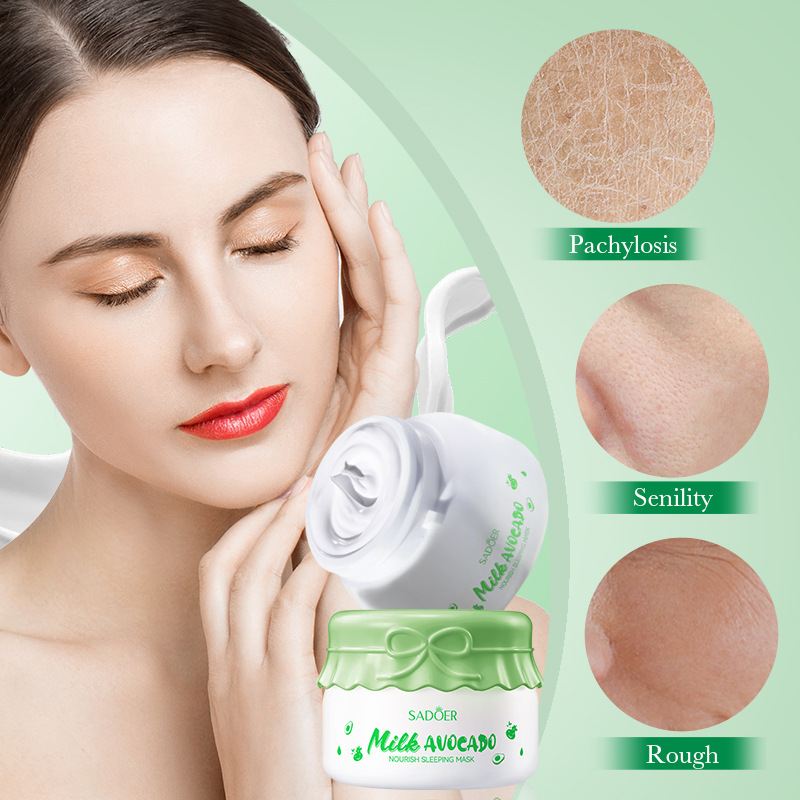 Cross-border wholesale of SADOER milk avocado Nourishing Sleep Mask and Hydrating Moisturizing Mask in English Application Scenario
