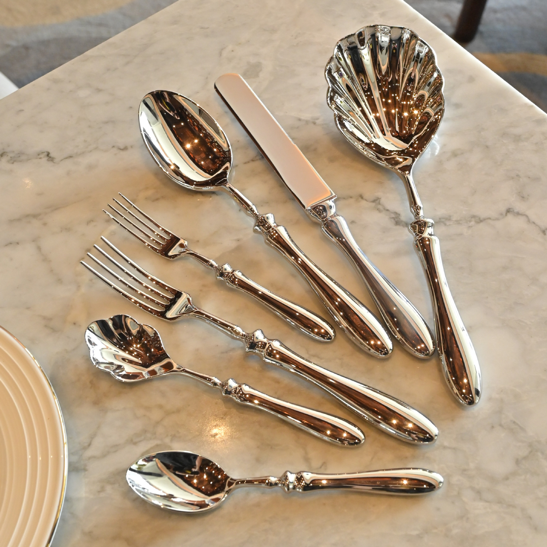 Five-star hotel clubhouse 304 stainless steel Western cuisine knife, fork and spoon, 5A precision steak knife and fork, restaurant banquet tableware details Picture