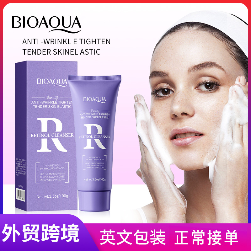 All-english BIOAOUA Retinol Firming and Cleansing Facial Cleanser Cross-border export wholesale full figure