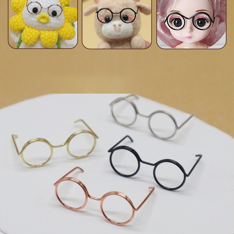 Doll mini glasses, 3-4-5 cm, small accessory glasses, plush toys, cat accessories, metal glasses frames Specification drawing