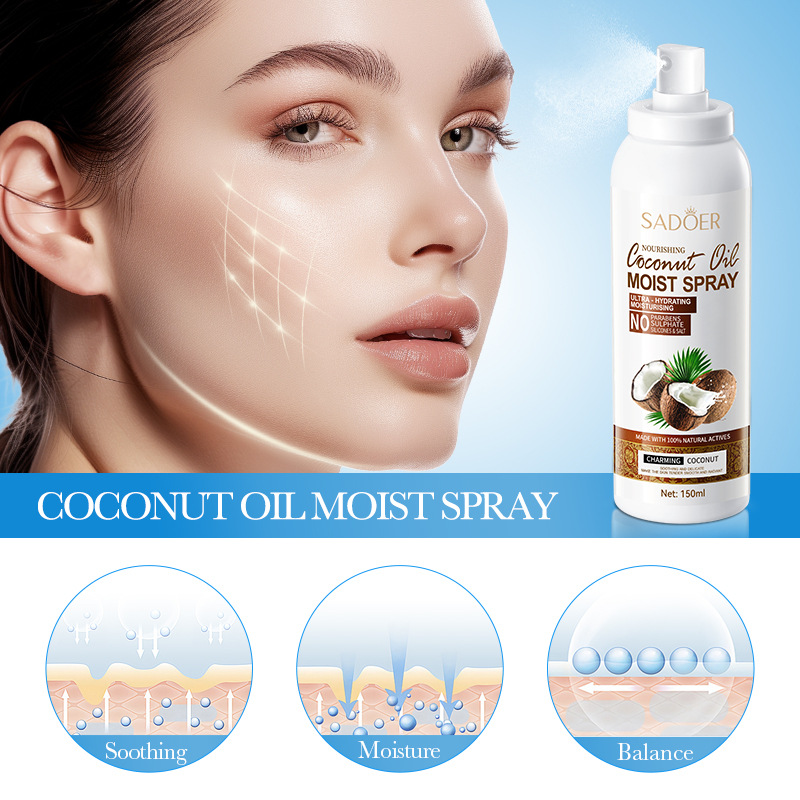 SADOER coconut Oil Moisturizing and hydrating Spray, Hydrating Toner Spray, cross-border export wholesale Application Scenario