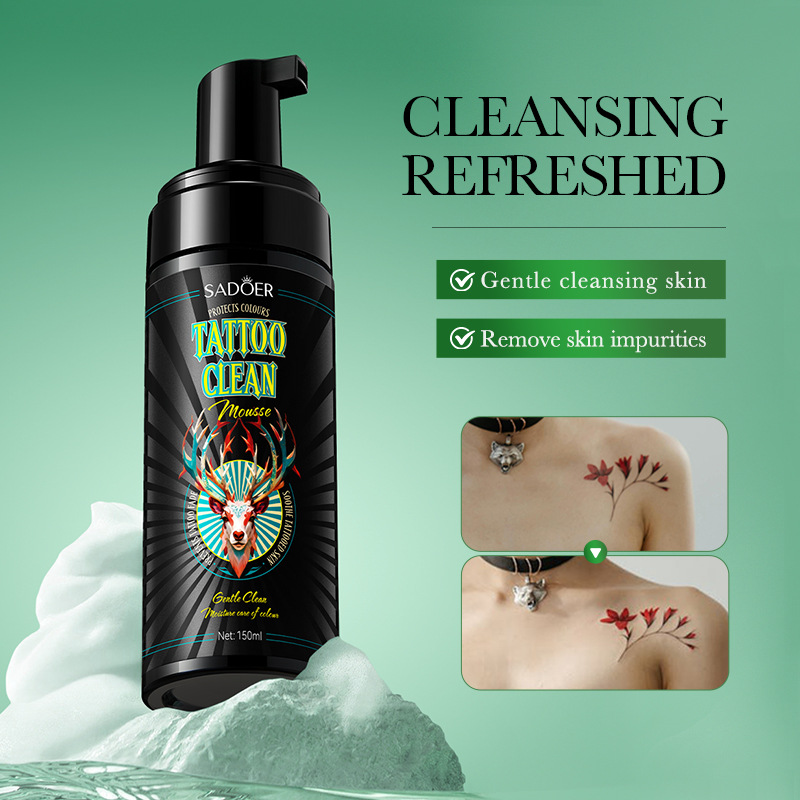 Full English SADOER tattoo color care and cleaning mousse for arm and back tattoo cleaning cross-border export wholesale details Picture