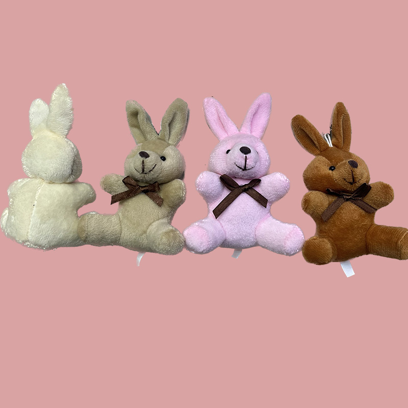 Long-eared bow tie rabbit plush toy, Hong Kong little rabbit, solid color rabbit hugging bear, creative doll, cartoon peripheral pendant, plush toy pendant, keychain, cloth doll pendant, cute decoration gift, claw machine factory direct sales