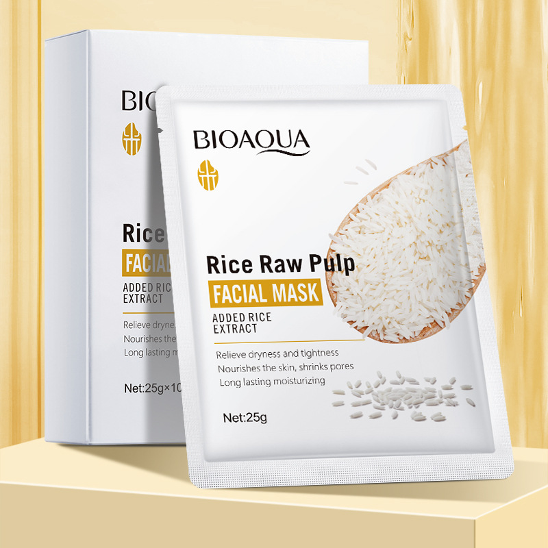 BIOAOUA Rice puree Mask Hydrating, Moisturizing and Nourishing skin care Sheet Mask for cross-border export full figure