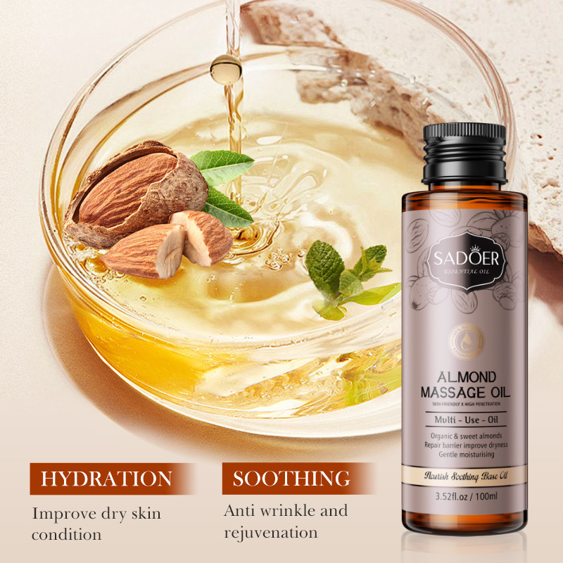 SADOER sweet Almond Oil Base Massage Oil Moisturizing Skin and body essential oil cross-border export wholesale Specification drawing