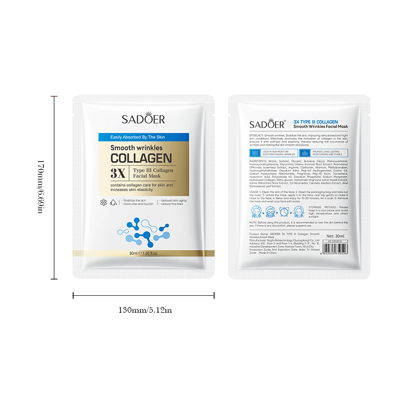 Full English SADOER Type III collagen anti-wrinkle and firming Mask, hydrating and Moisturizing mask cross-border export wholesale Item Picture