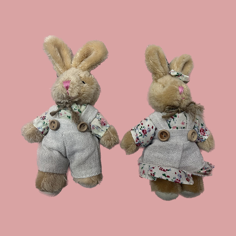 Linen couple rabbits, Japanese-style plush toys, rabbits, standing rabbits, creative dolls, cartoon accessories, plush figurines, keychains, cloth dolls, cute decorations, gifts, claw machine factory direct sales