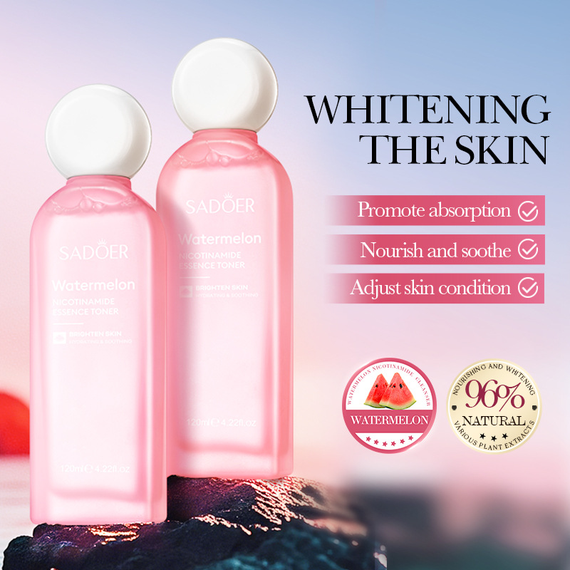 Cross-border export wholesale of SADOER Watermelon Nicotinamide Essence Water, Toner and Moisturizing Water in full English full figure