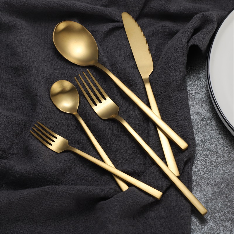 Cross-border stainless steel knife, fork, spoon, brushed steak knife and fork, foreign trade version, Instagram popular Western dining tableware set gift full figure