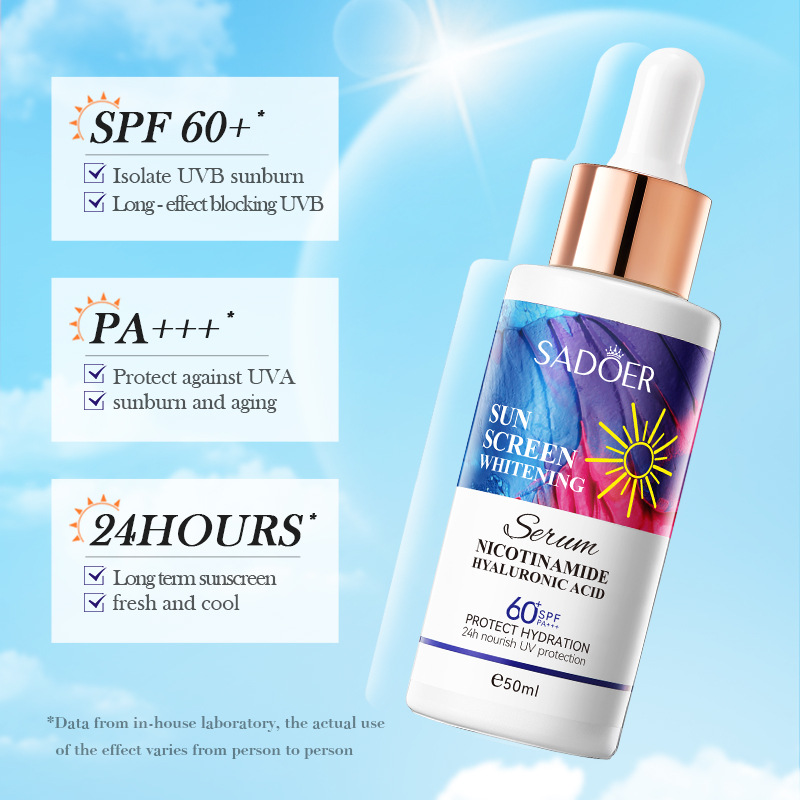 All-english SADOER Sunscreen Whitening Essence, refreshing and non-greasy sunscreen essence, cross-border export wholesale details Picture