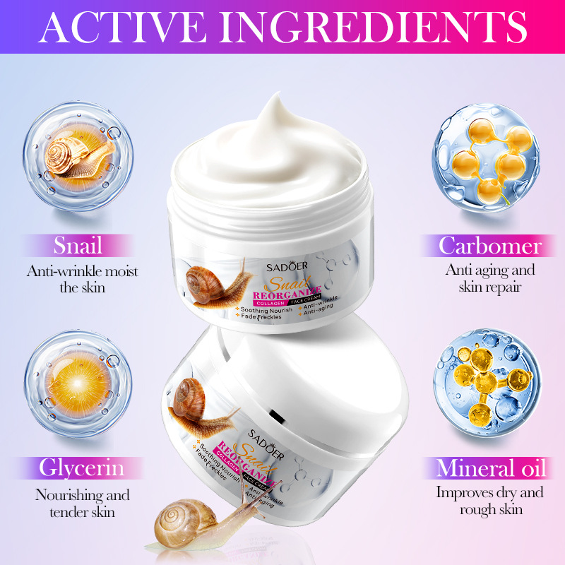 SADOER Snail Recombinant Collagen Cream Moisturizing and Hydrating Cream Cross-border export wholesale Specification drawing