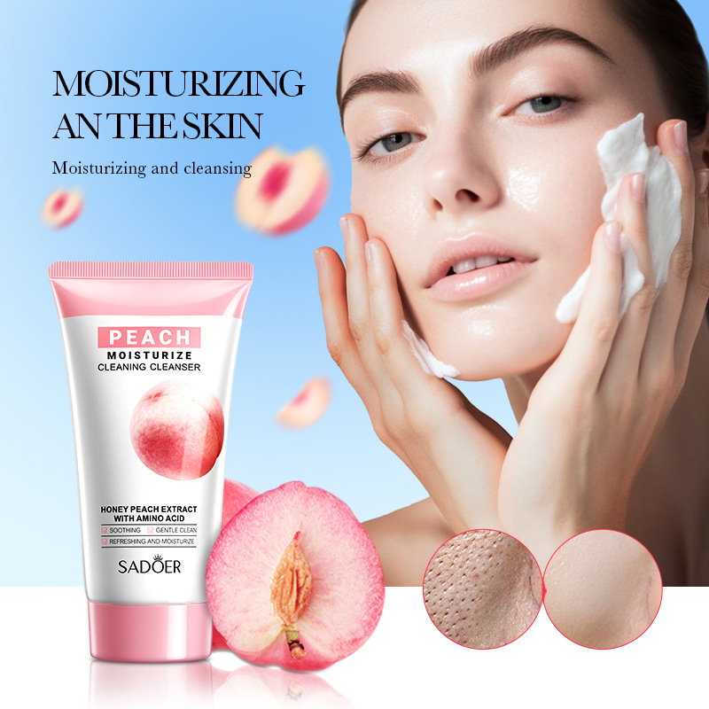 Cross-border wholesale of all-English SADOER Peach Cleansing Facial cleanser details Picture