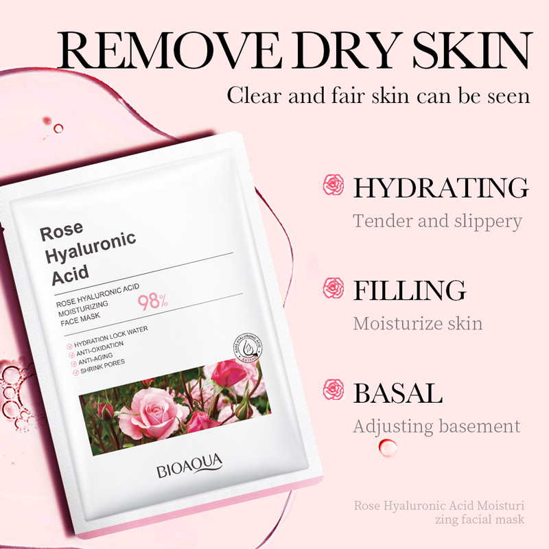 All-english BIOAOUA Rose Hyaluronic Acid Moisturizing Facial mask Cross-border export wholesale details Picture