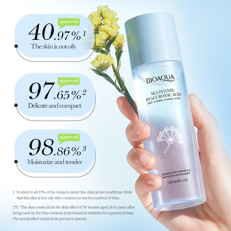 All-english BIOAOUA Sea Fennel Hyaluronic Acid Anti-Wrinkle Essence Lotion and Toner Cross-border export wholesale Specification drawing