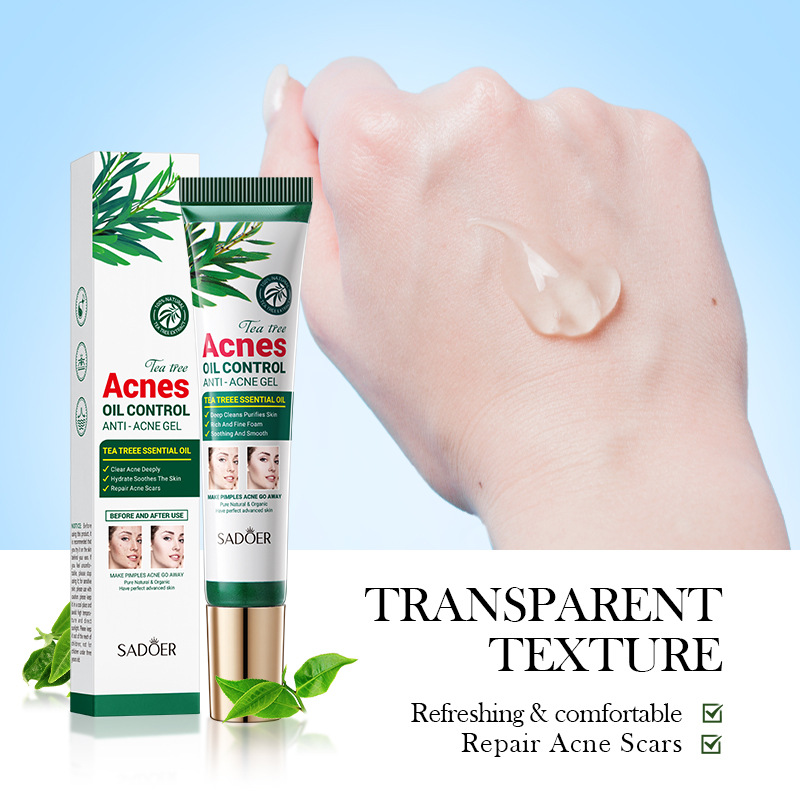 All-english SADOER tea Tree Acne and Oil Control Gel, Gentle Moisturizing Student Acne Mark Gel, cross-border export wholesale Specification drawing