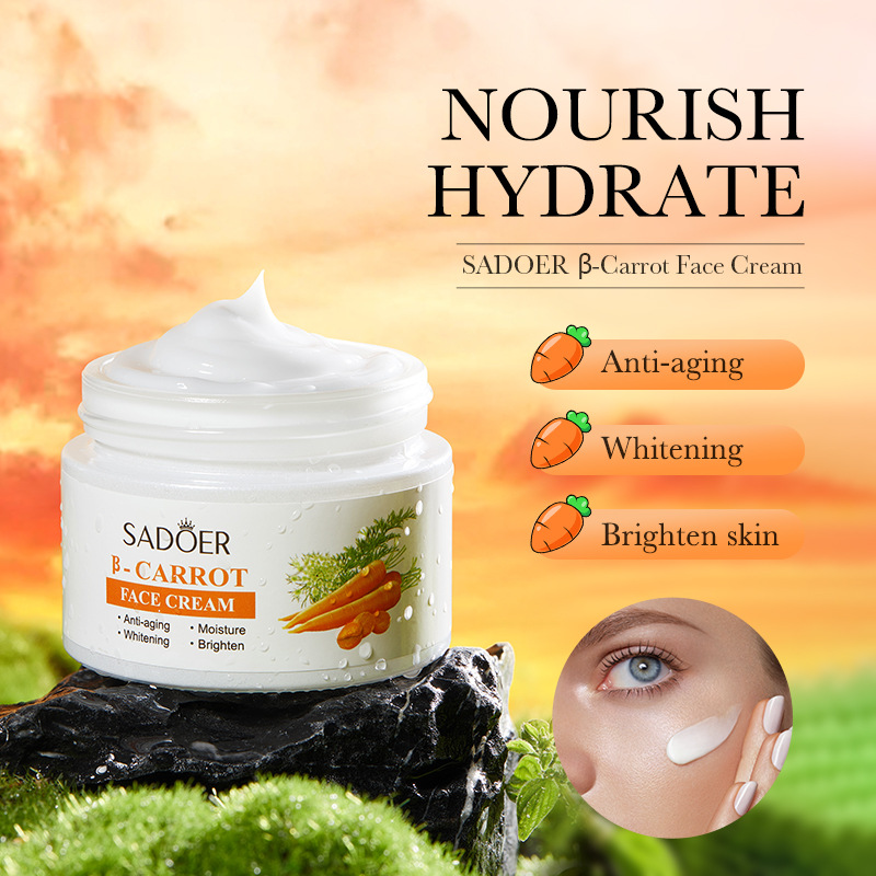 Cross-border export wholesale of SADOER beta-carrot skincare set, face cream, facial cleanser and essence in full English details Picture