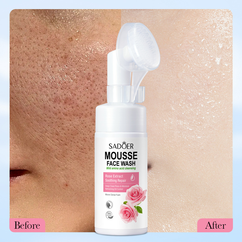 Cross-border export wholesale of all-English SADOER rose amino acid cleansing mousse and foaming facial cleanser Item Picture