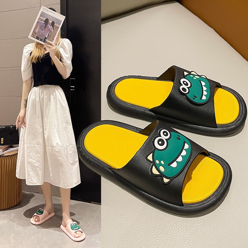Women's summer home indoor couple cartoon cute bath anti-slip and poop feel slippers for men to wear outside 53 full figure
