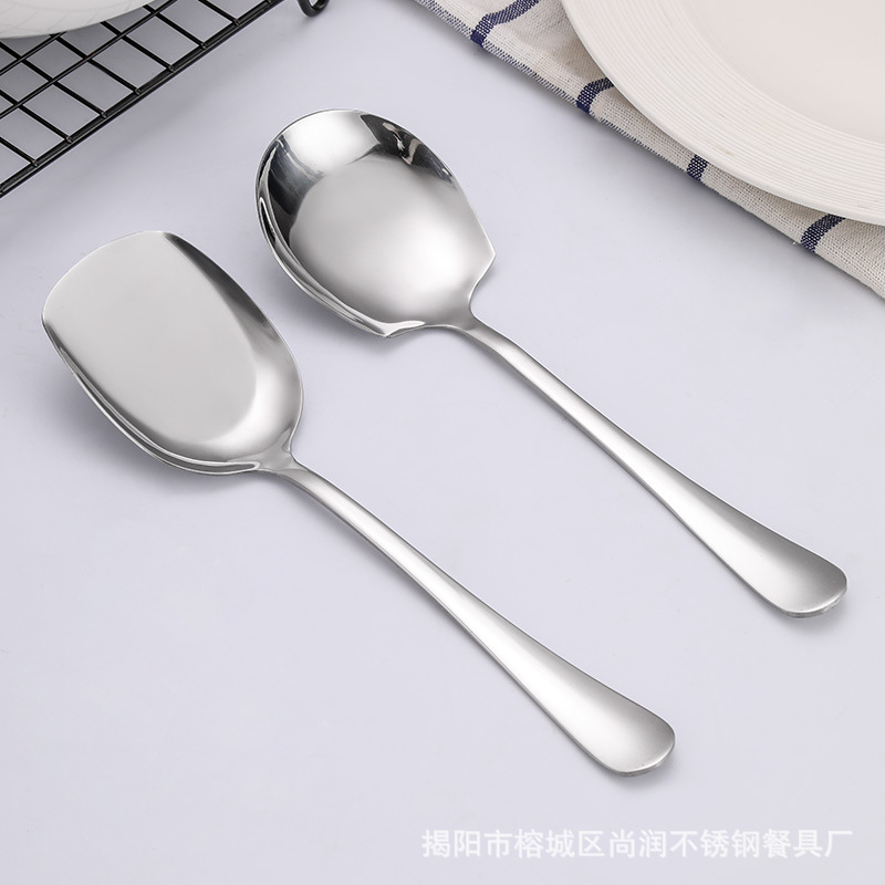 Hotel public spoons, thickened stainless steel large-sized serving spoons, large restaurant long-handled large serving spoons, cafeteria serving spoons full figure