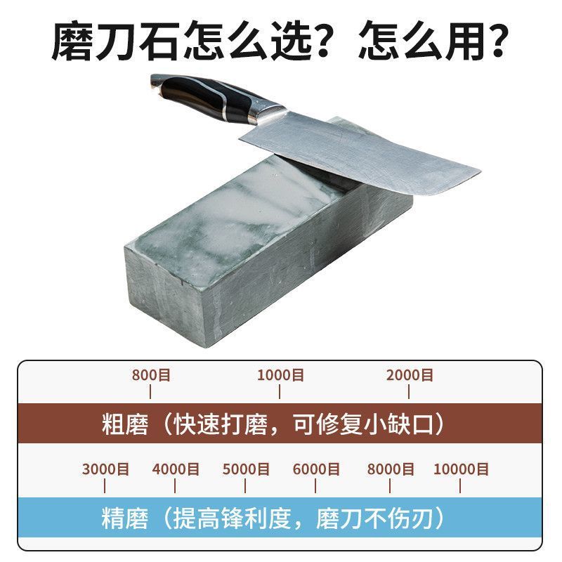 Natural water-dripping green whetstone, household kitchen knife fine grinding slurry stone, knife grinding tool whetstone, green slurry stone rough stone Application Scenario