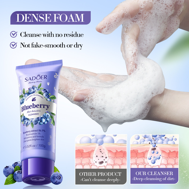 SADOER Blueberry Amino Acid Mild Antioxidant Facial Cleanser, cross-border export wholesale Application Scenario