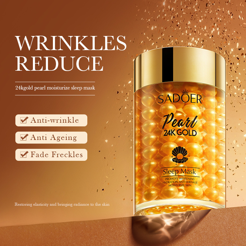 Cross-border wholesale of all-English SADOER24K gold Pearl Collagen Whitening and Moisturizing Sleeping Mask and Hydrating Mask details Picture