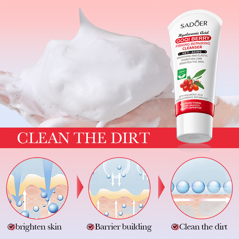 SADOER Goji Berry Anti-Wrinkle, Firming and Repairing Facial Cleanser, cross-border export wholesale Application Scenario