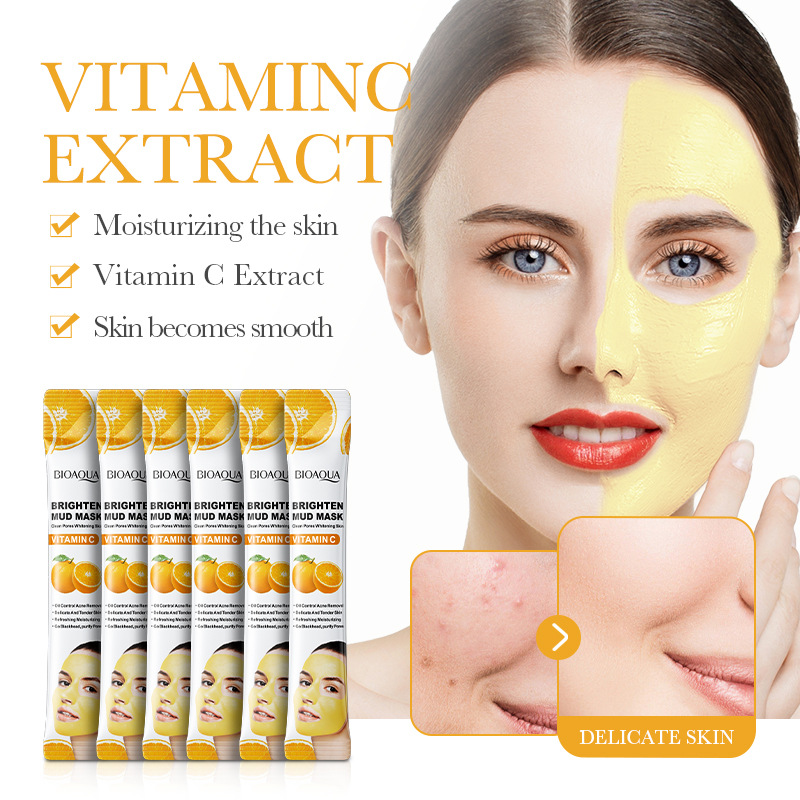 All-english BIOAOUA Vitamin c Brightening Mud Film Naked Skin Rejuvenation, brightening and Cleansing Mud Film cross-border export wholesale details Picture