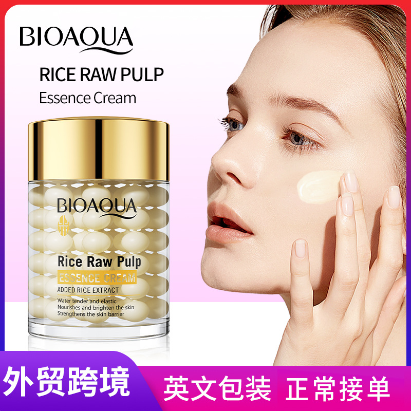Full English: BIOAOUA Rice Essence Moisturizing Essence Cream, Hydrating and skin-Nourishing Cream, cross-border export wholesale full figure