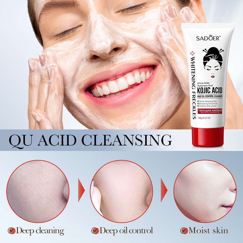 The all-English SADOER kojic acid mild oil-control facial cleanser is cleansing and non-irritating. Cross-border export wholesale Application Scenario