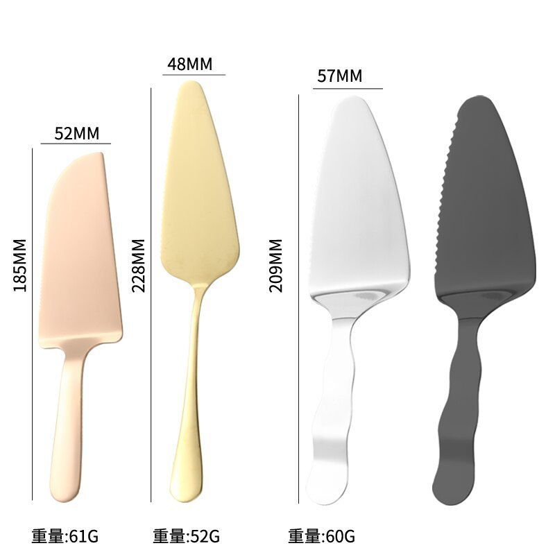 Stainless steel cake knife, fork, cake spatula, birthday cake spoon, fruit fork, cake tableware set with logo printing Specification drawing
