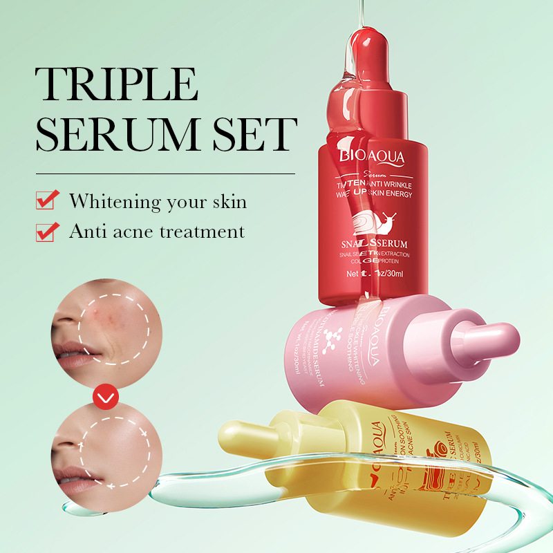 Full English BIOAOUA Snail Turmeric Niacinamide Essence Set Box Moisturizing Essence Cross-border export wholesale details Picture