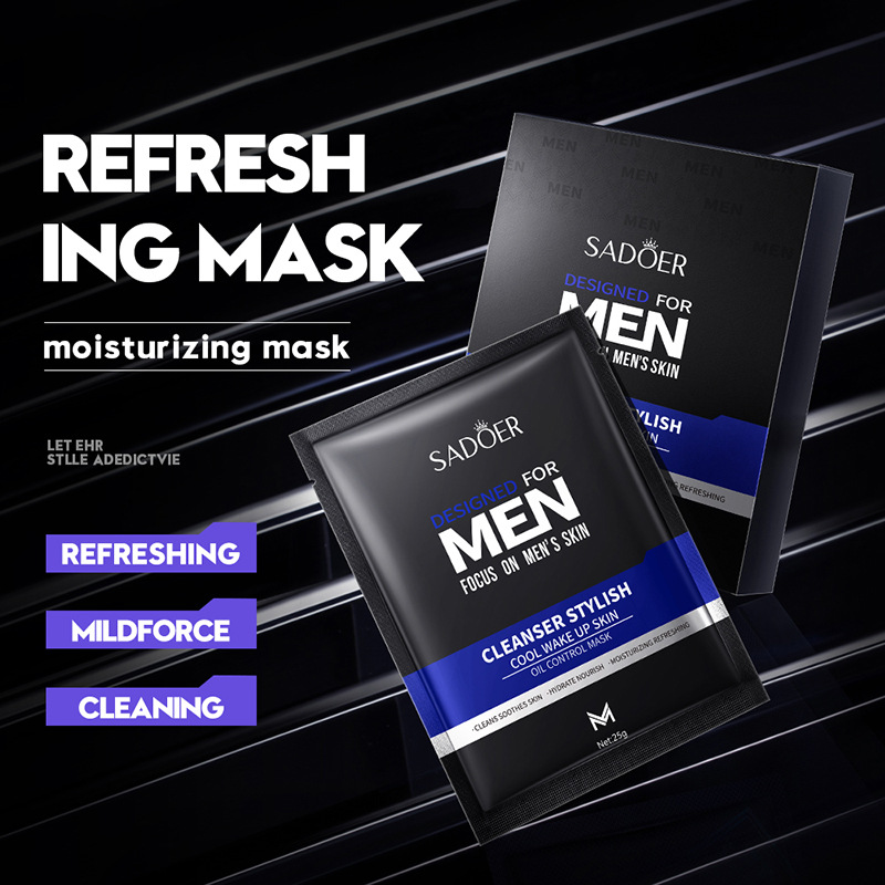 All-english SADOER Cool and stylish men's oil-control Mask, Hydrating, Moisturizing, refreshing and brightening Men's mask Cross-border wholesale details Picture