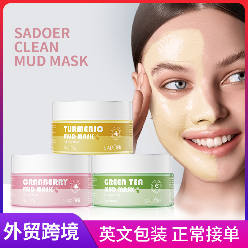 Cross-border export wholesale of SADOER cranberry Mud Mask Series pore-cleaning and refreshing water-washing masks in full English full figure