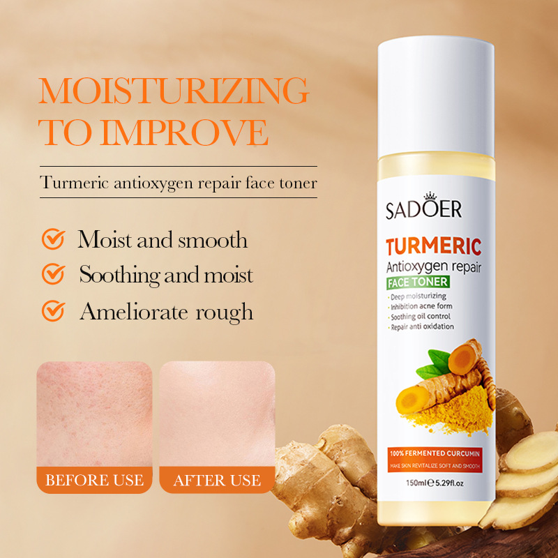 All-english SADOER Turmeric Antioxidant Repair Toner for hydrating, moisturizing pores and shrinking cross-border export wholesale Specification drawing