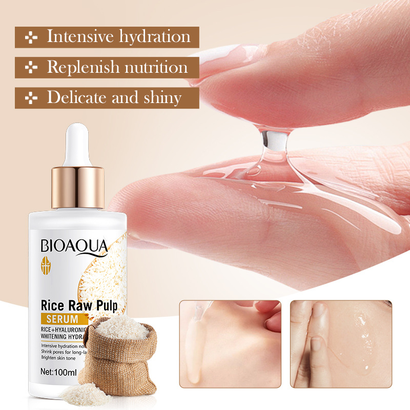 All-english BIOAOUA Rice Puree Hyaluronic Acid Hydrating Essence and Nourishing Essence cross-border export wholesale details Picture