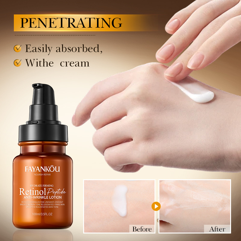 Cross-border wholesale of FAYANKOU Retinol Peptide Anti-Wrinkle Essence Lotion and Hydrating Essence in full English Application Scenario