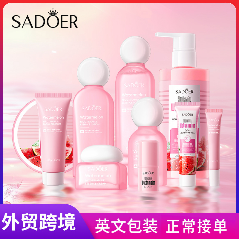 Cross-border wholesale of SADOER Watermelon Nicotinamide essence skin care products, eye cream and face cream in full English full figure