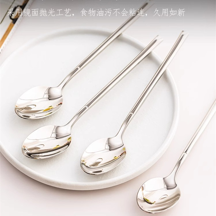 304 stainless steel Western tableware set, hotel thickened knife and fork, home steak knife, fork and spoon, restaurant three-piece set details Picture