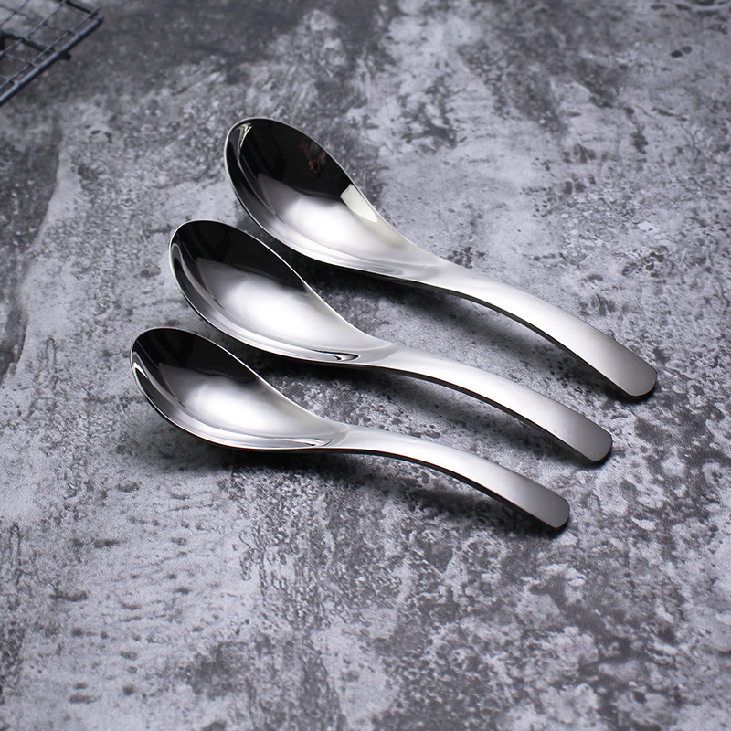 Wholesale 304 stainless steel spoons, court spoons, deepened and thickened soup spoons, children's spoons, household serving and eating spoons details Picture